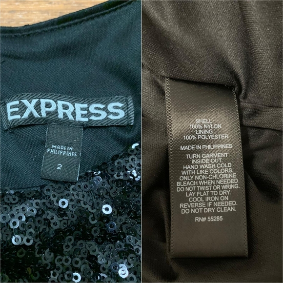 EXPRESS Black Sequin Cut Out Mini Dress Women’s Size 2 Lined - Elegant - Party - Picture 6 of 9